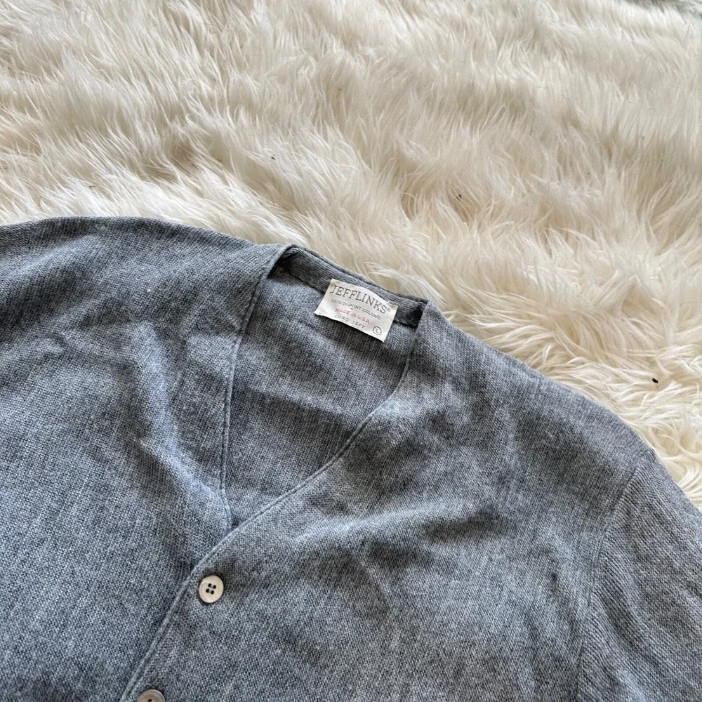 Jefflinks‎ Lord Jeff Cardigan Sweater Mens L Gray Grandpacore Golf Dupont Orlon